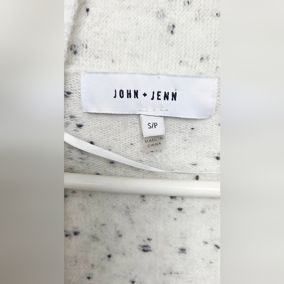 John + Jenn Sz Small Cream Knit Speckled Open Pocket Longline Cardigan Sweater - Picture 7 of 13
